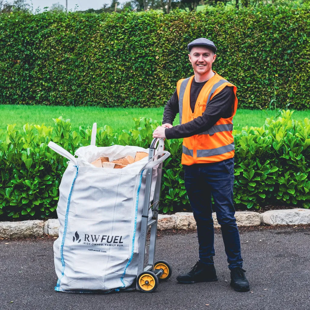 100kg Kiln Dried Hardwood Trolley Bag with bag of kindling