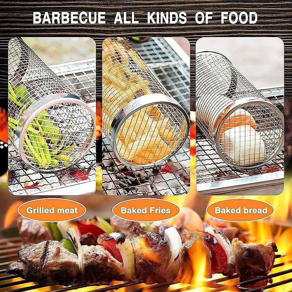 2pc BBQ Basket Round Campfire Grid Cookware