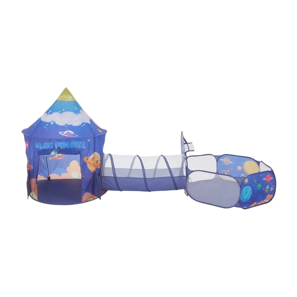 3 in 1 Aerospace Theme Play Tent with Play Tunnel and Ball Pit