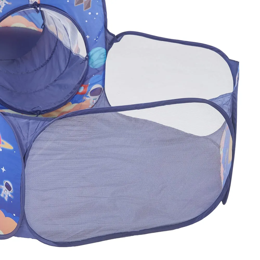 3 in 1 Aerospace Theme Play Tent with Play Tunnel and Ball Pit