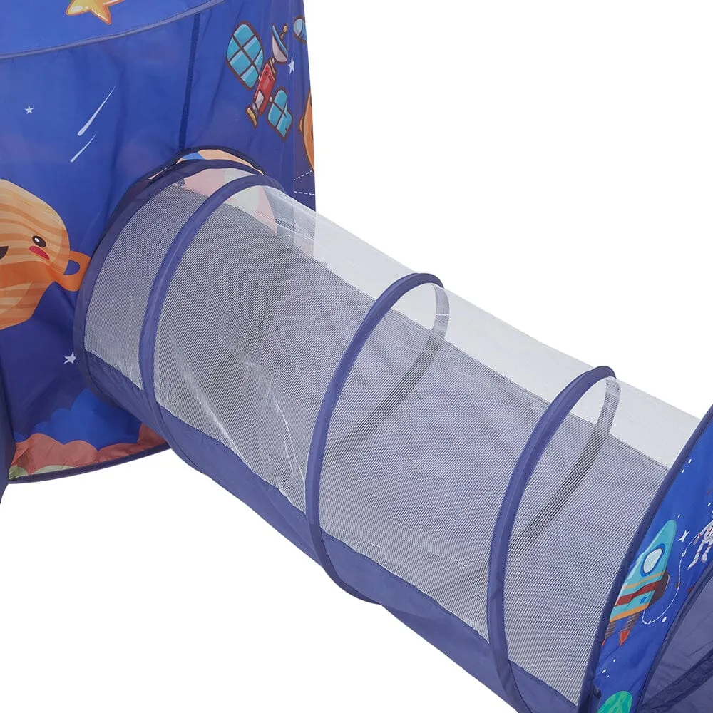 3 in 1 Aerospace Theme Play Tent with Play Tunnel and Ball Pit