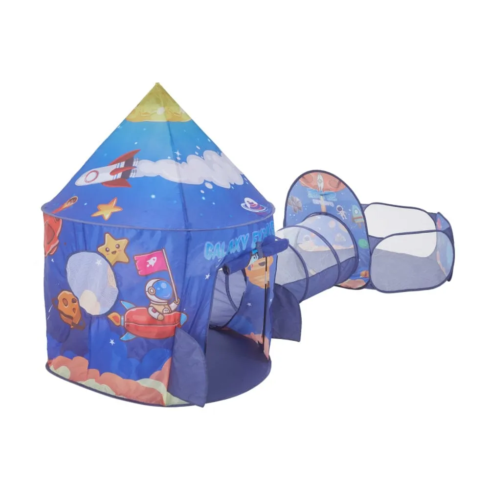 3 in 1 Aerospace Theme Play Tent with Play Tunnel and Ball Pit