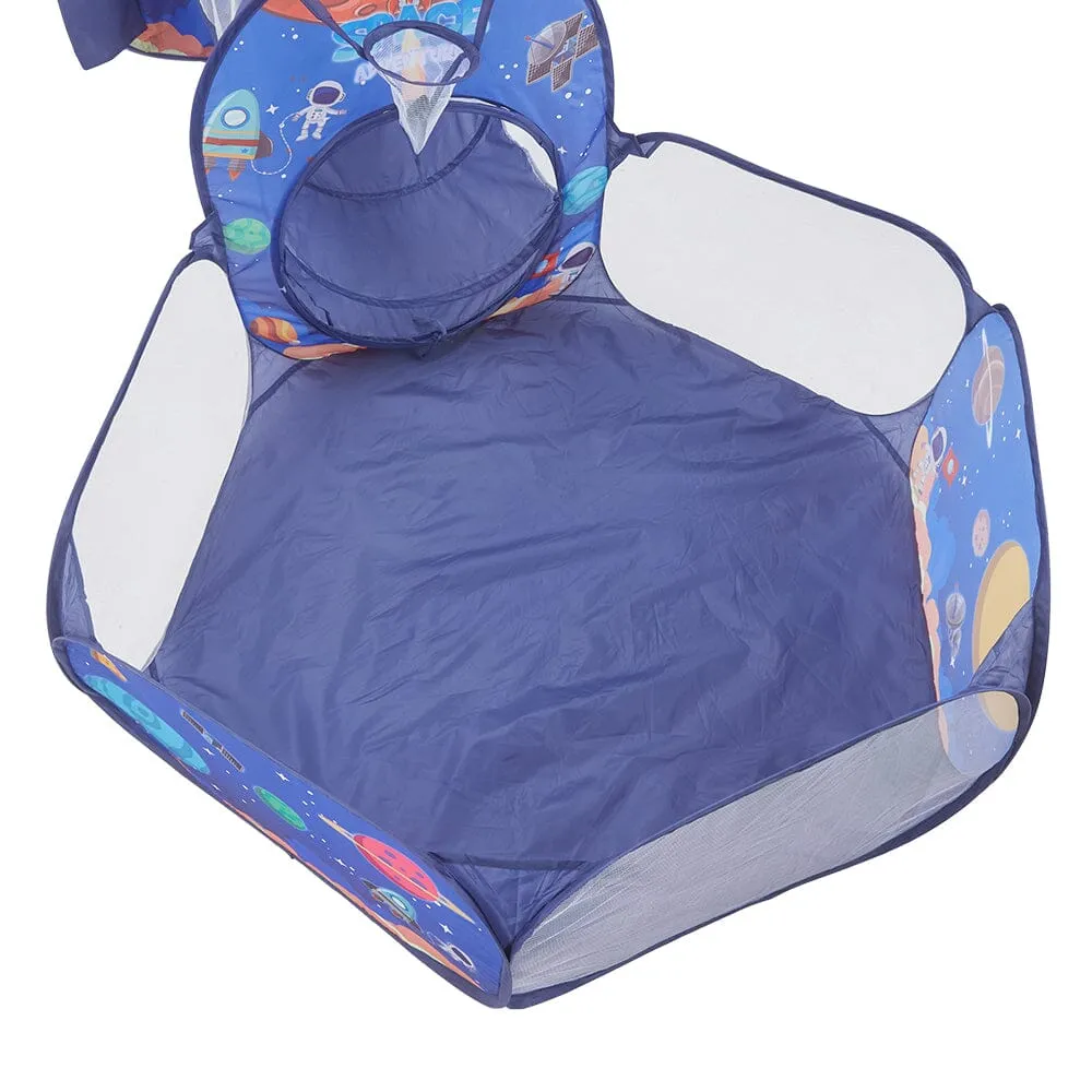 3 in 1 Aerospace Theme Play Tent with Play Tunnel and Ball Pit