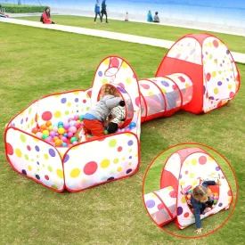 3-in-1 Pop Up Play Tent House with Tunnel & Ball Pool for Kids - Rainbow Theme (Balls not Included)