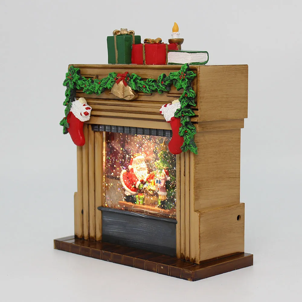 Christmas Musical Water Lantern Fireplace with Swirling Confetti LED Lights