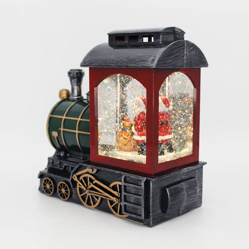 Christmas Musical Water Lantern Santa's Train with Swirling Confetti LED Lights