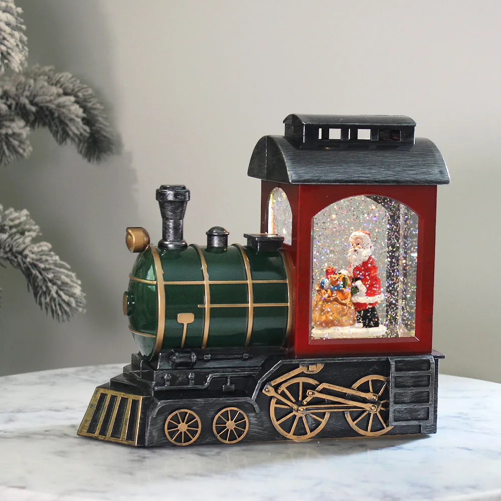 Christmas Musical Water Lantern Santa's Train with Swirling Confetti LED Lights