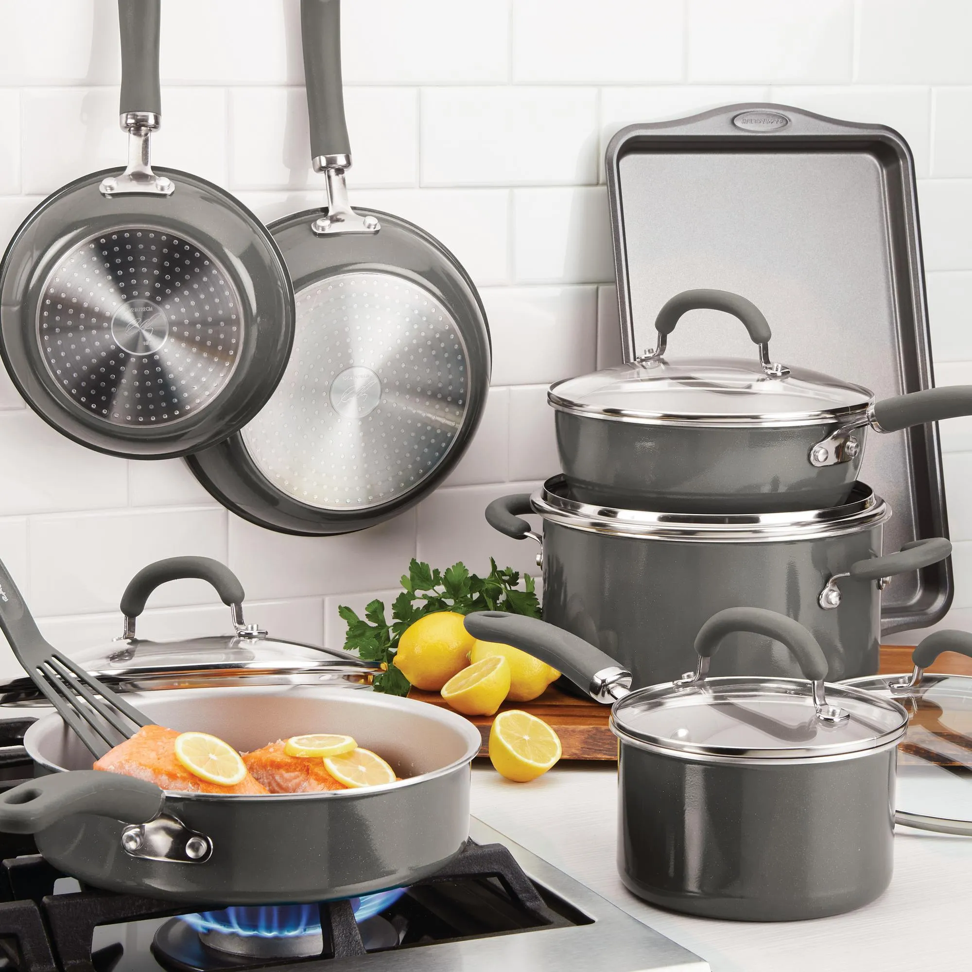 Create Delicious 13-Piece Hard Anodized Nonstick Induction Cookware Set