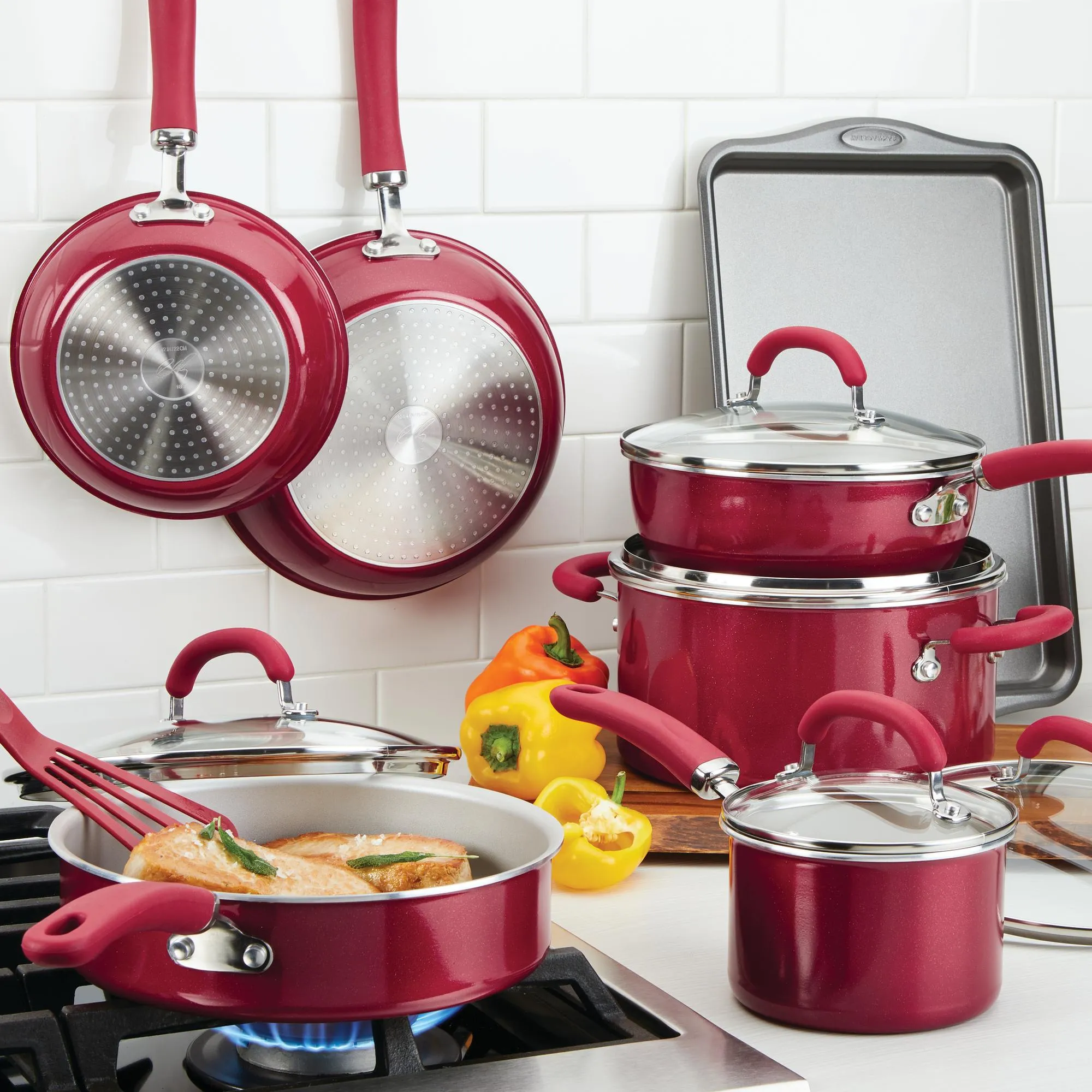 Create Delicious 13-Piece Hard Anodized Nonstick Induction Cookware Set