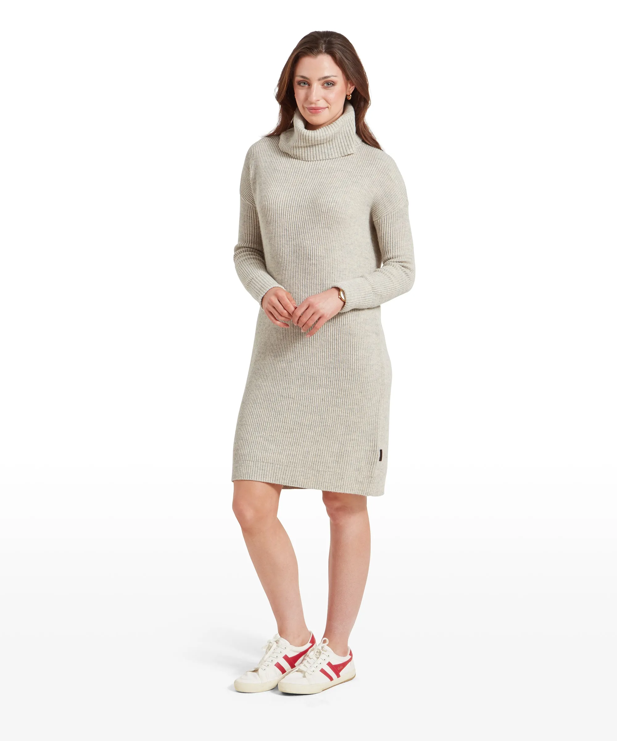 Filey Roll Neck Dress - Oat Grey