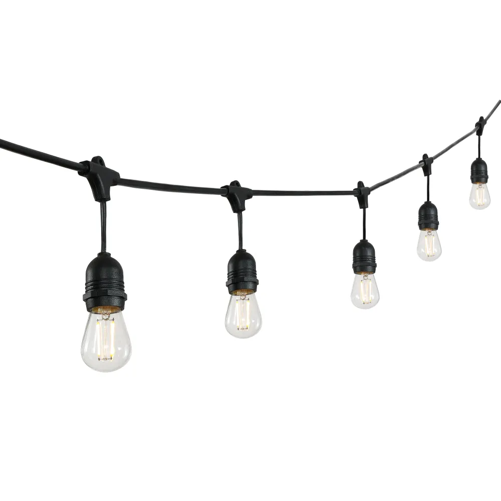 Friv 15-Light Indoor/Outdoor 48 ft. Rustic Industrial LED S14 Edison Bulb String Lights, Black