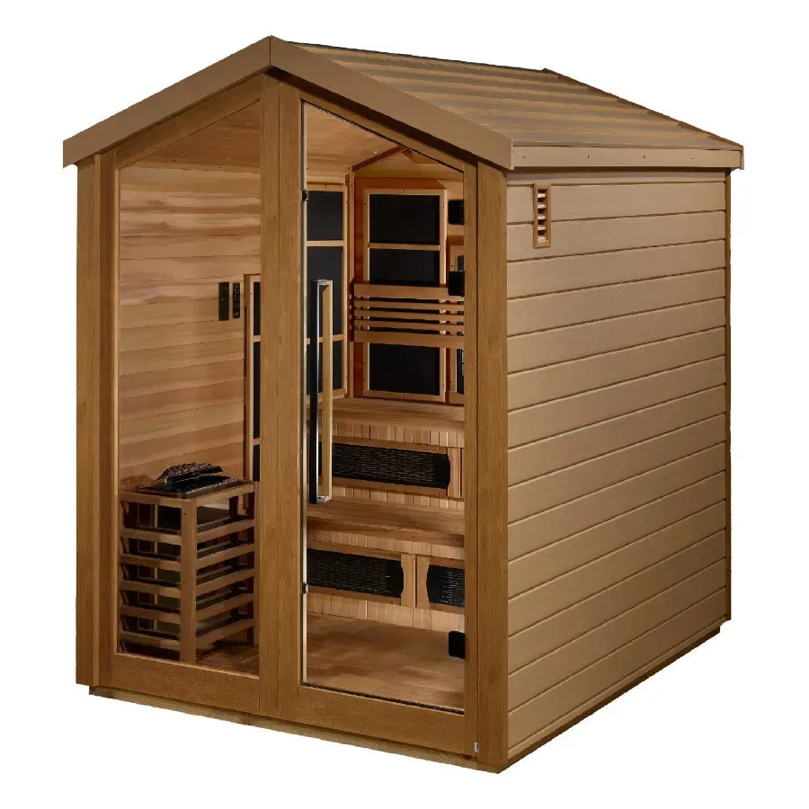 Golden Designs "Kaskinen" 6 Person Hybrid Outdoor Sauna - Canadian Red Cedar