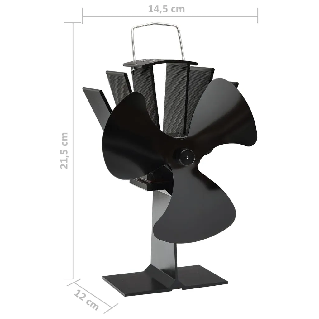 Heat Powered Stove Fan 3 Blades Black