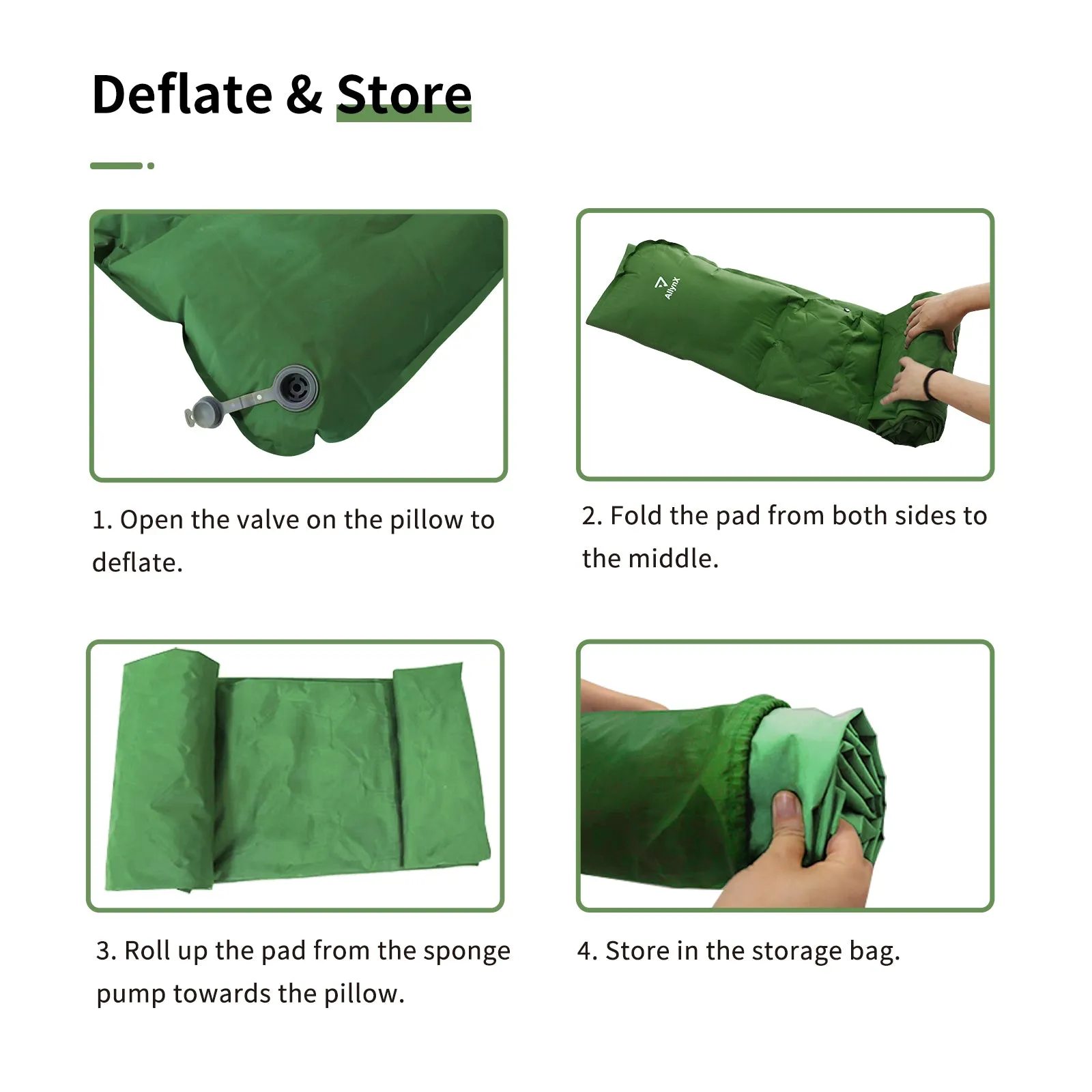 Inflating Sleeping Pad with Built-in Pump Green