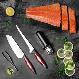 Kitchen Chef Knife Set Four Piece For Fish Lovers by Flint and Flame