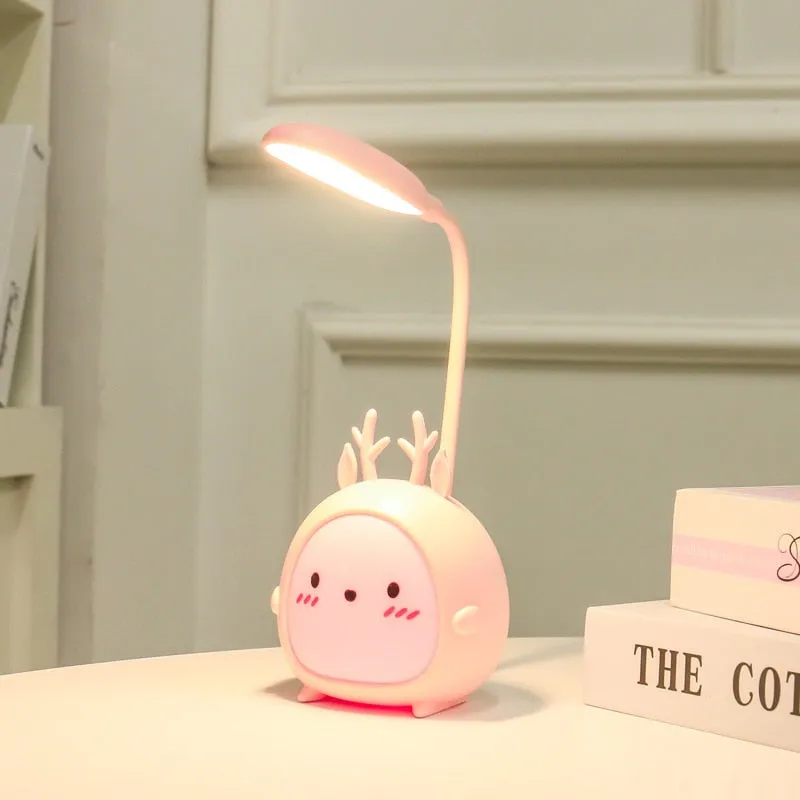 LED Table Lamp USB Rechargeable Desk Lamp Three-speed Dimming Cute Dormitory Reading Lamp Eye Protection Bedroom Night Light