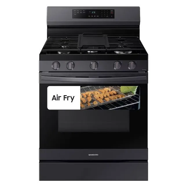 OPEN BOX Samsung 30 in 5 Burners 6 cu ft Self-cleaning Air Fry Convection Oven Freestanding Smart Natural Gas Range