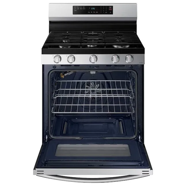 OPEN BOX Samsung 30 in 5 Burners 6 cu ft Self-cleaning Air Fry Convection Oven Freestanding Smart Natural Gas Range