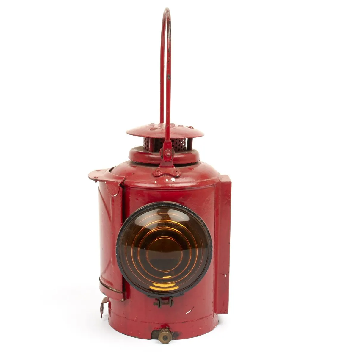 Original British WWII Red Railroad Oil Lantern- Adlake Non Sweating Lamp