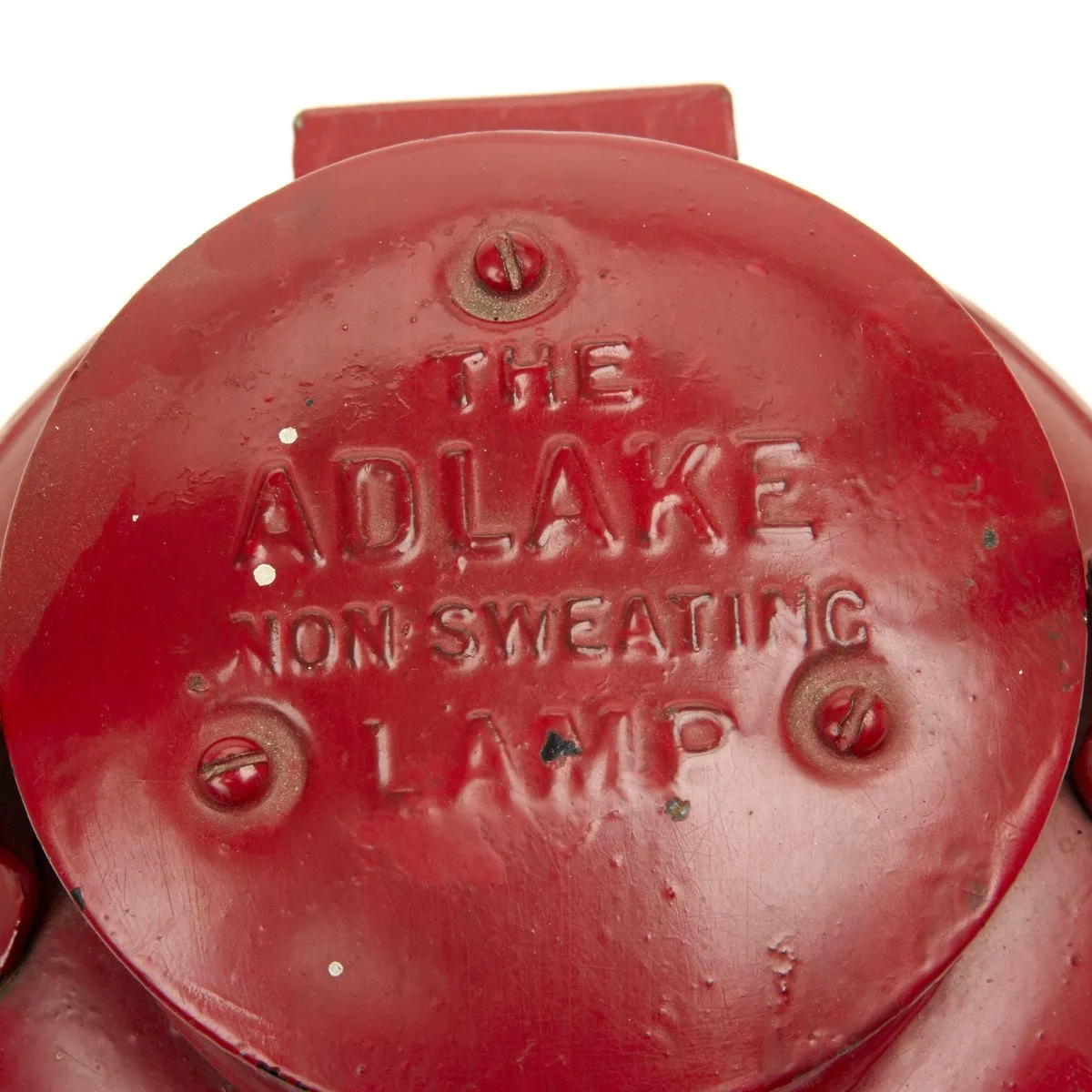 Original British WWII Red Railroad Oil Lantern- Adlake Non Sweating Lamp