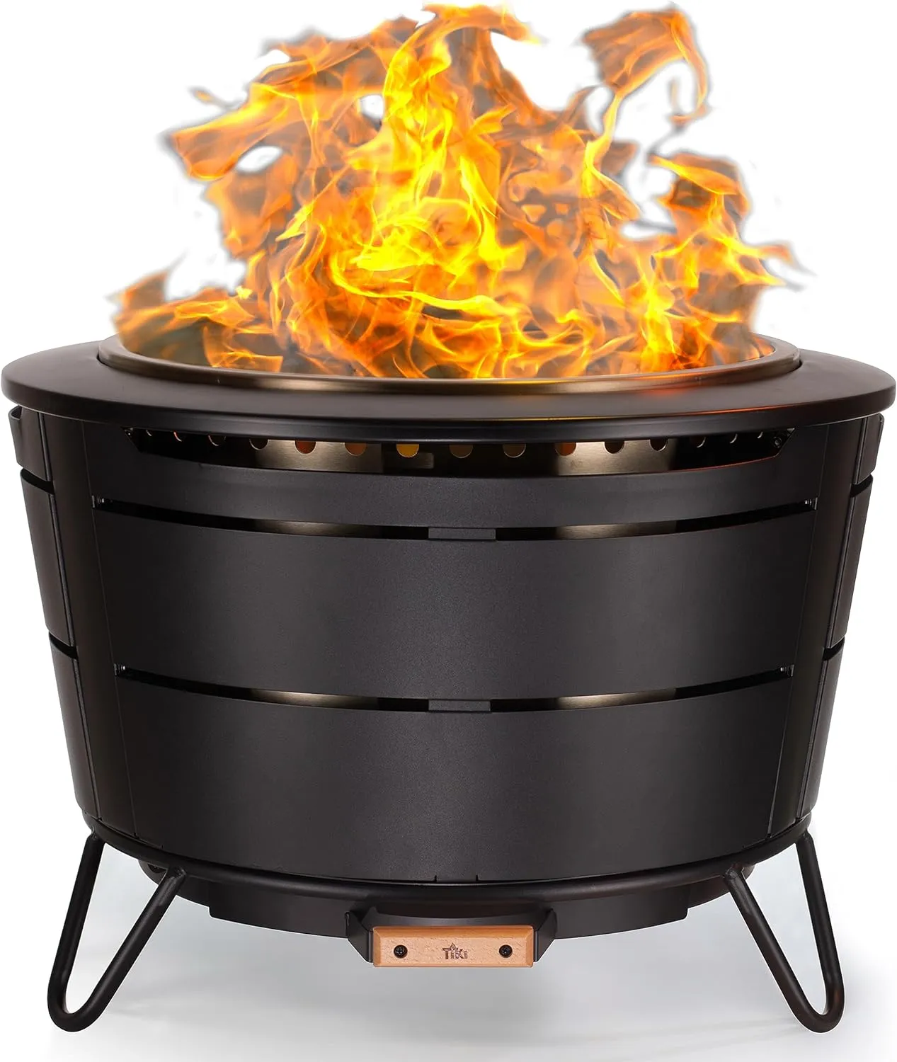 Patio Fire Pit, Includes Wood Pack, Modern Design with Removable Ash Pan, 24.75 x 24.75 x 18.75 inches