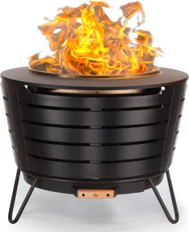 Patio Fire Pit, Includes Wood Pack, Modern Design with Removable Ash Pan, 24.75 x 24.75 x 18.75 inches