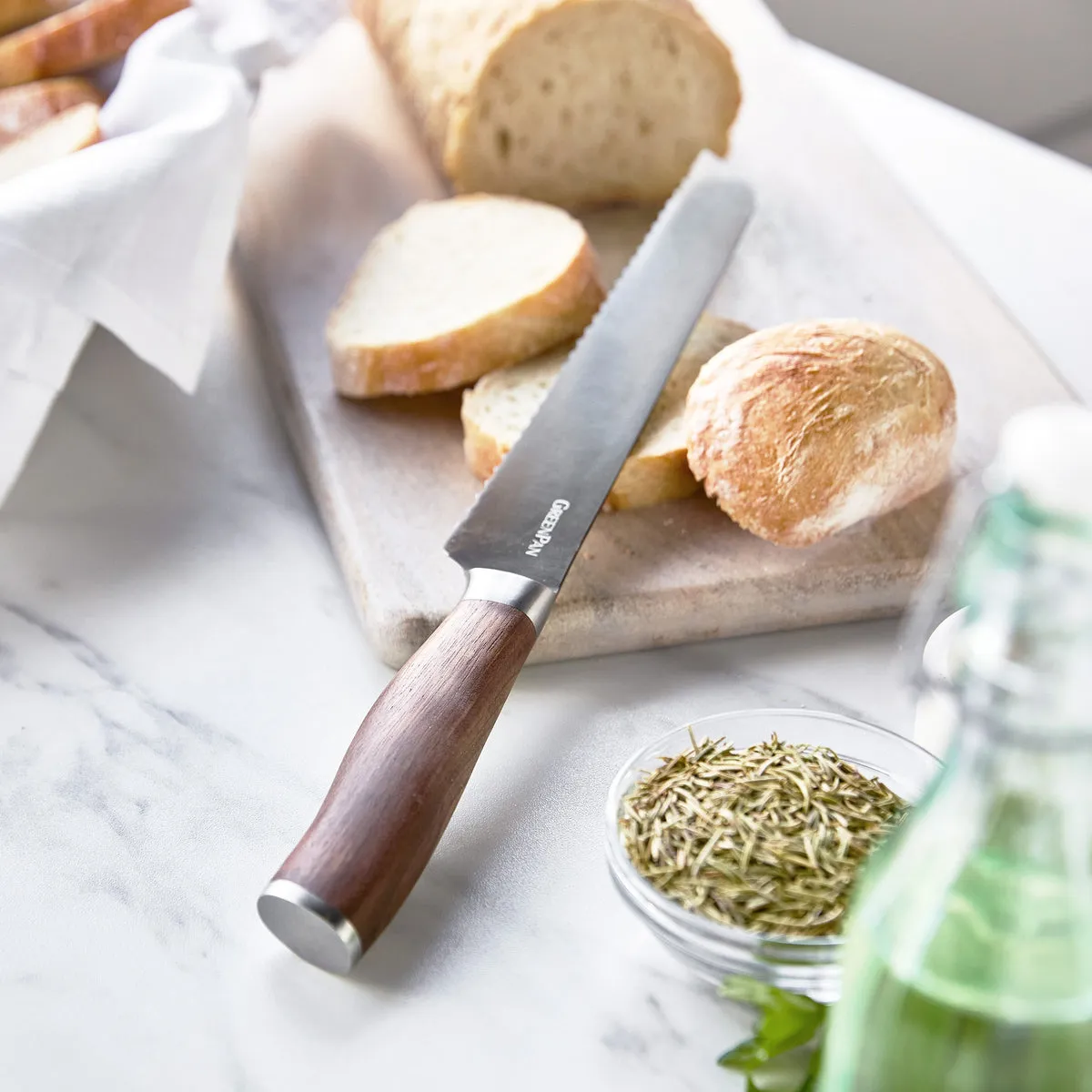 Premiere Titanium Cutlery 8" Bread Knife with Walnut Handle