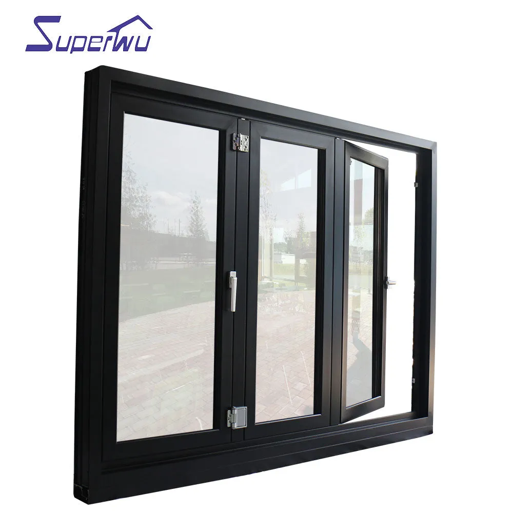 Superwu Modern wholesale thermally broken folding bi folding window double glazed aluminum