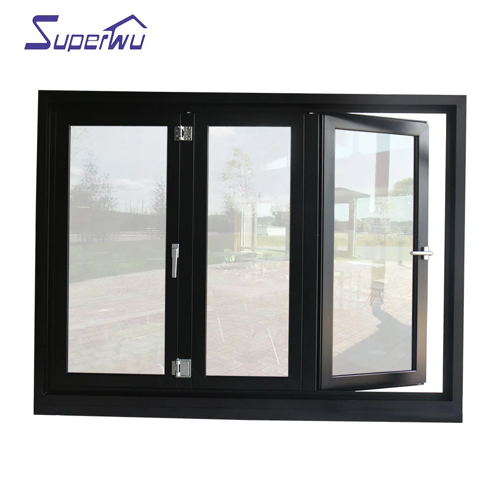 Superwu Modern wholesale thermally broken folding bi folding window double glazed aluminum